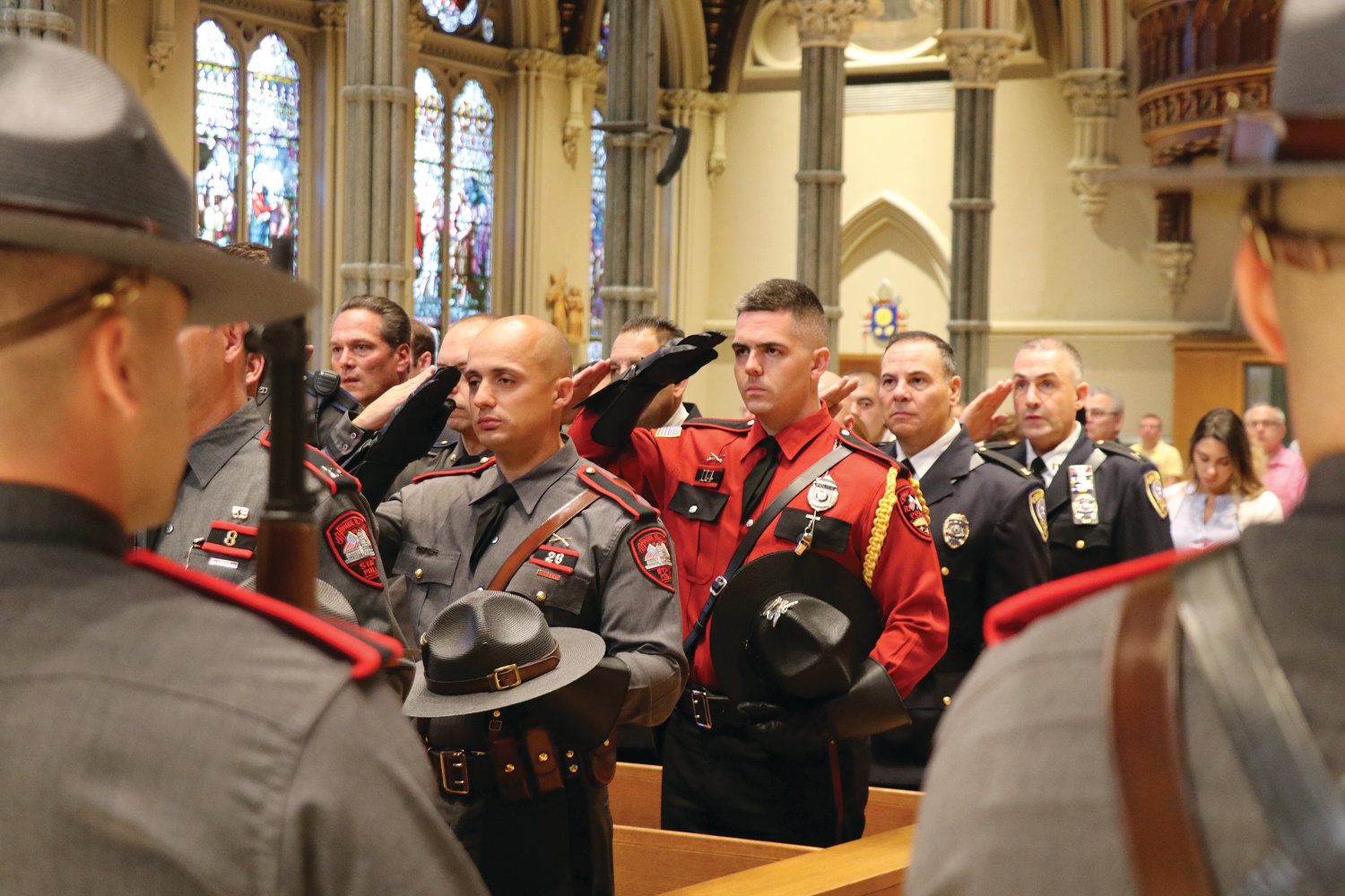 First responders gather for the Public Safety Mass at the Cathedral of SS. Peter & Paul.